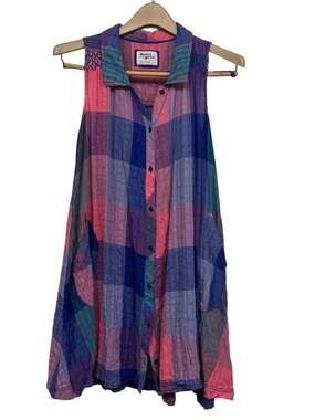 Holding Horses Anthropologie Sleeveless Plaid Dress with Pockets extra small XS